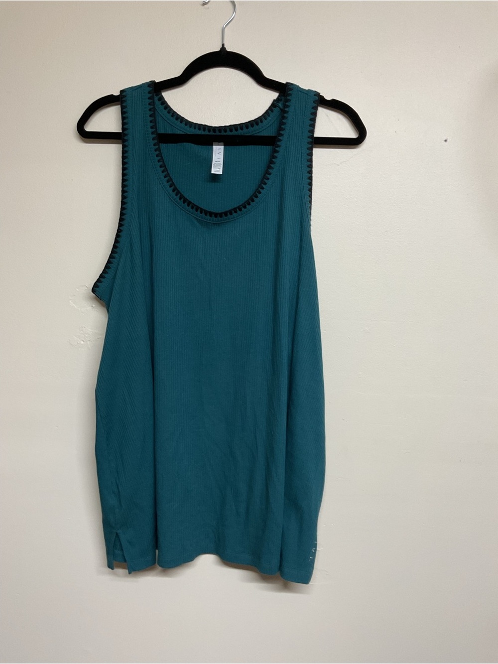 Livi Active Teal Ribbed Tank with Black Trim